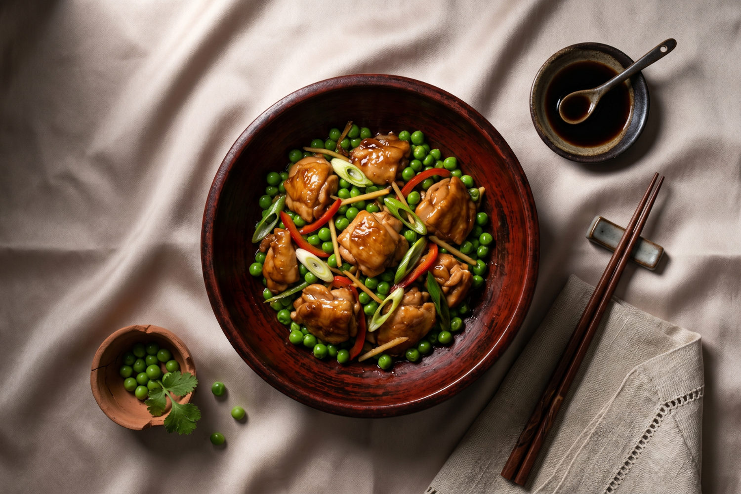 Stir-Fried Chicken with Green Peas